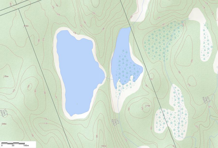 Topographical Map of Blue Lake in Municipality of Lake of Bays and the District of Muskoka