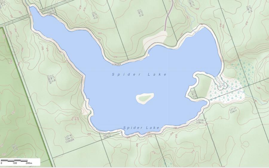 Topographical Map of Boundary Lake in Municipality of Archipelago and the District of Parry Sound