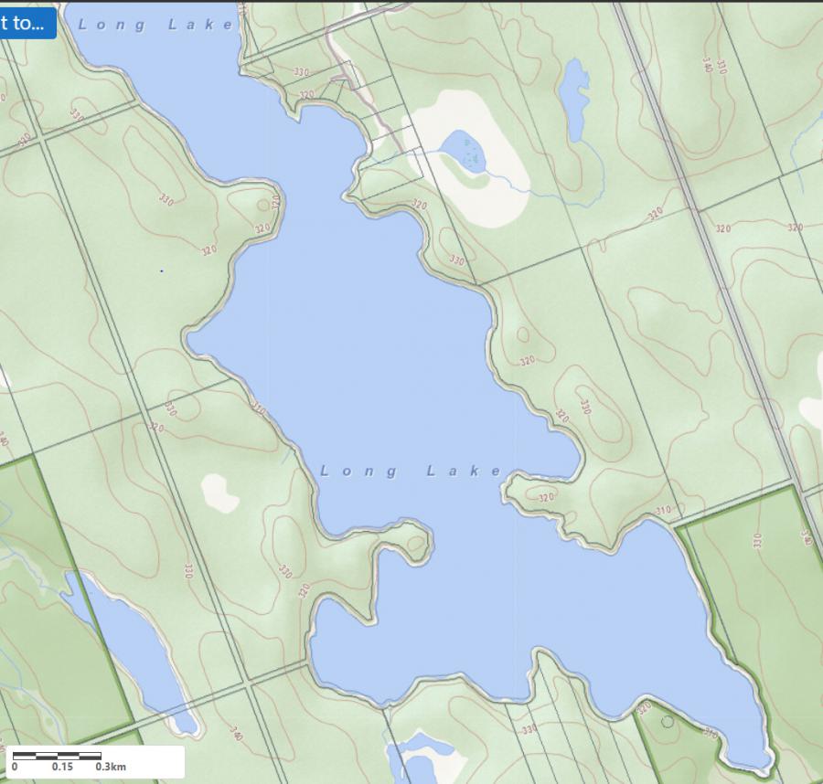 Topographical Map of Cardwell Lake in Municipality of Muskoka Lakes and the District of Muskoka