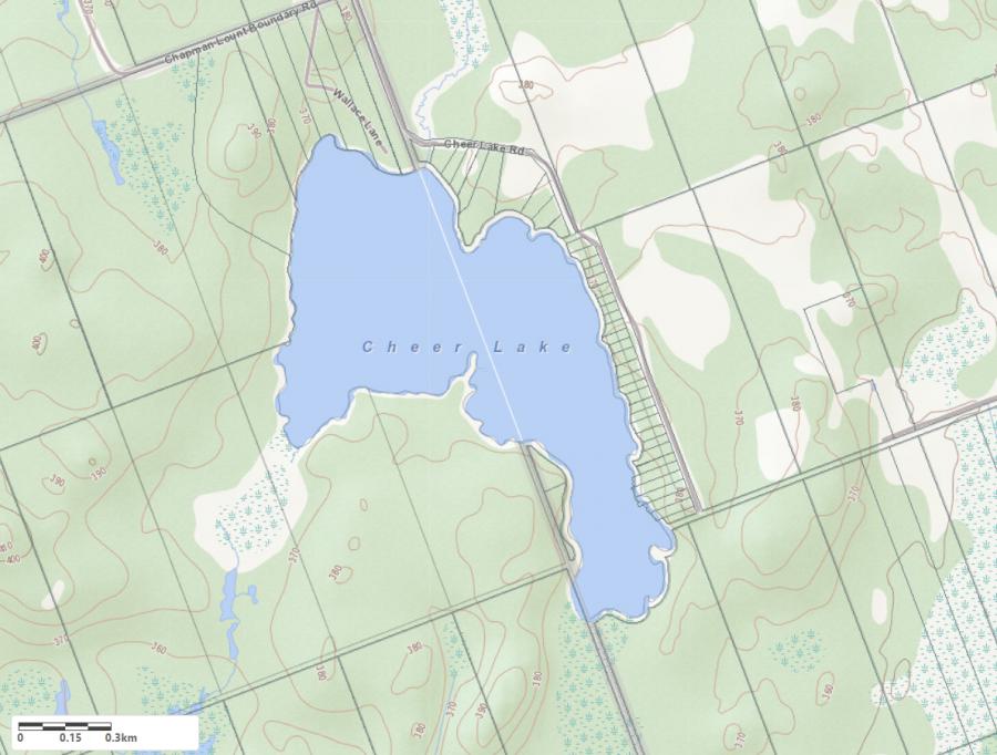 Topographical Map of Cheer Lake in Municipality of Magnetawan and the District of Parry Sound