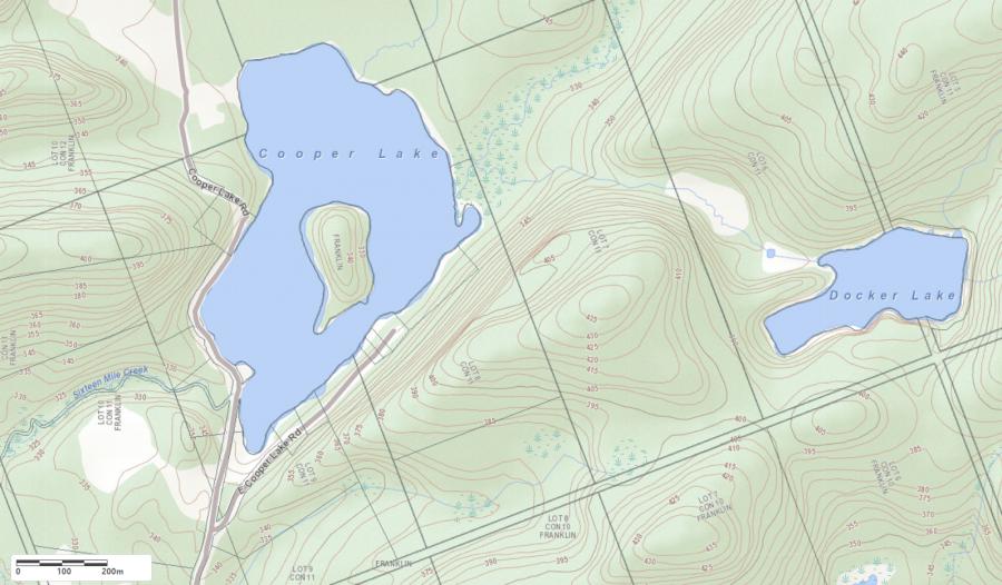 Topographical Map of Cooper Lake in Municipality of Lake of Bays and the District of Muskoka