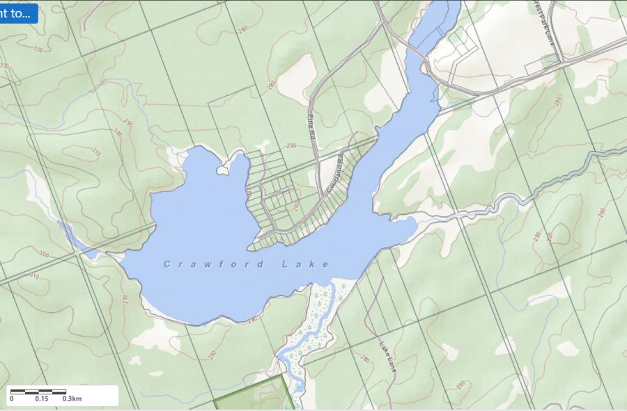 Topographical Map of Crawford Lake in Municipality of Magnetawan and the District of Parry Sound