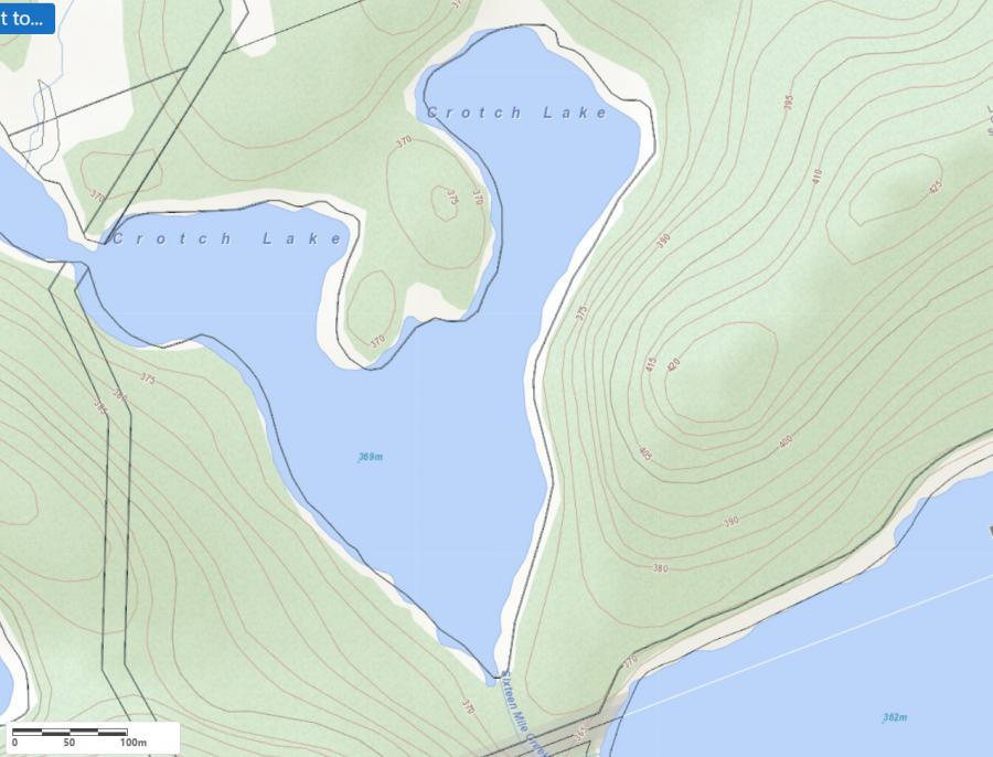 Topographical Map of Crotch Lake in Municipality of Lake of Bays and the District of Muskoka