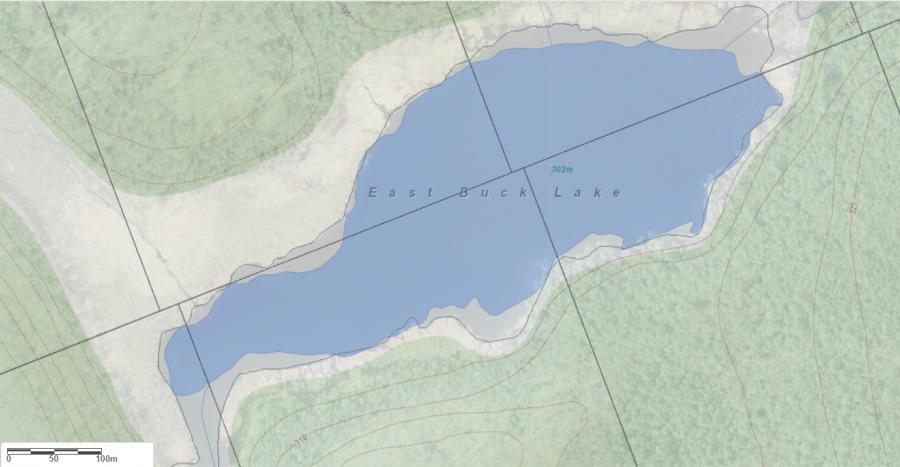Topographical Map of East Buck Lake in Municipality of Bracebridge and the District of Muskoka