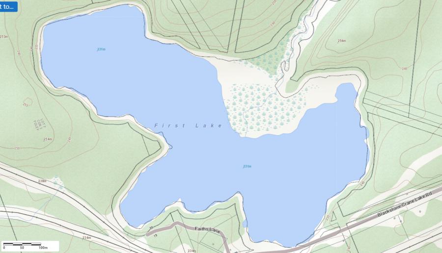 Topographical Map of First Lake in Municipality of Seguin and the District of Parry Sound
