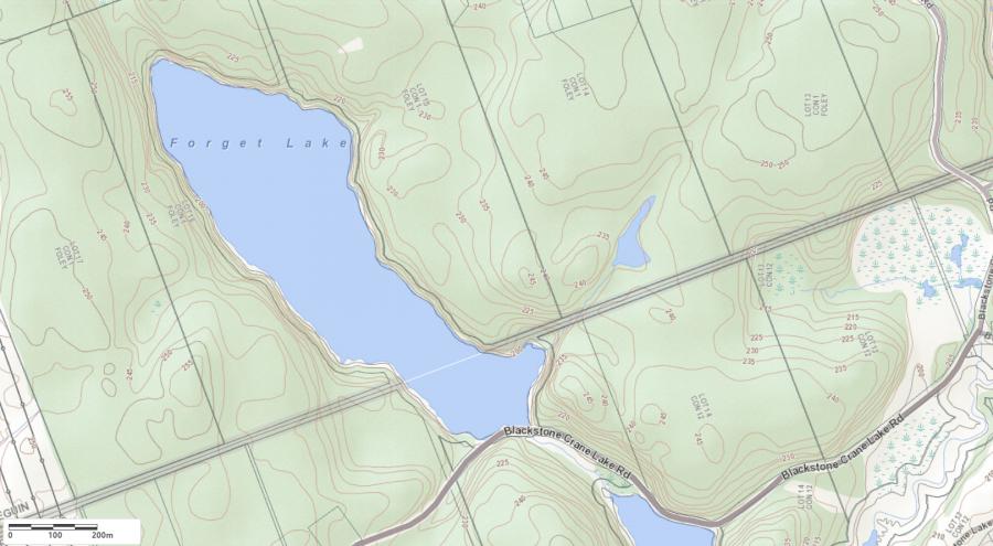 Topographical Map of Forget Lake in Municipality of Archipelago and the District of Parry Sound