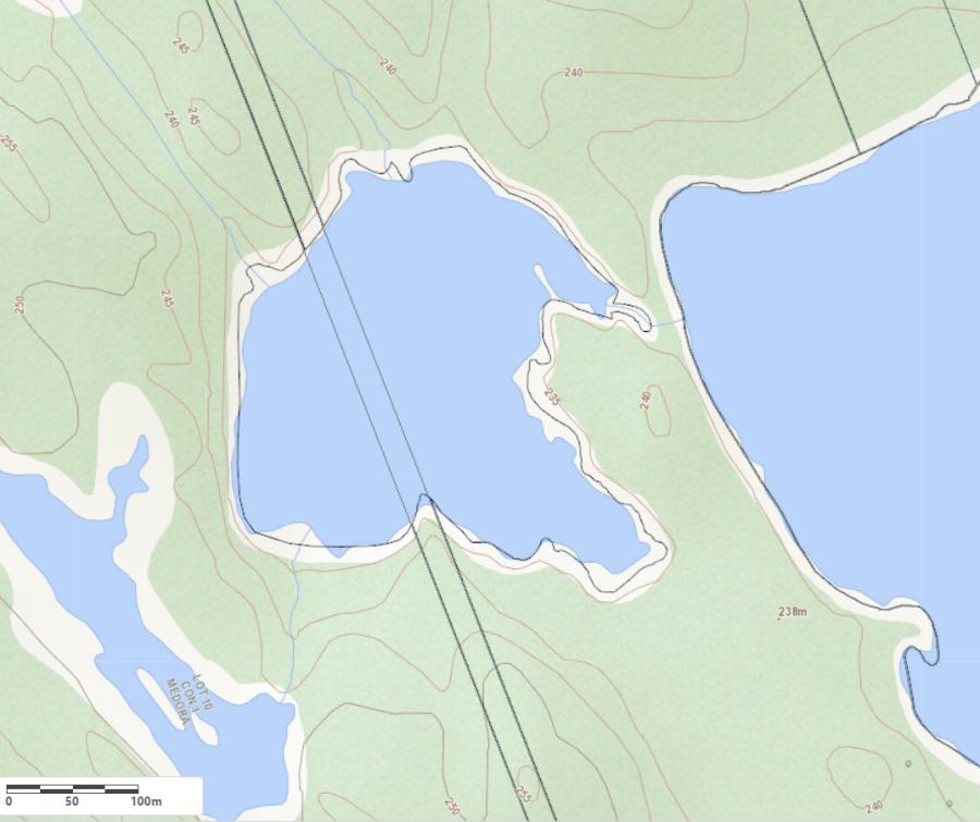 Topographical Map of Harper Lake in Municipality of Muskoka Lakes and the District of Muskoka