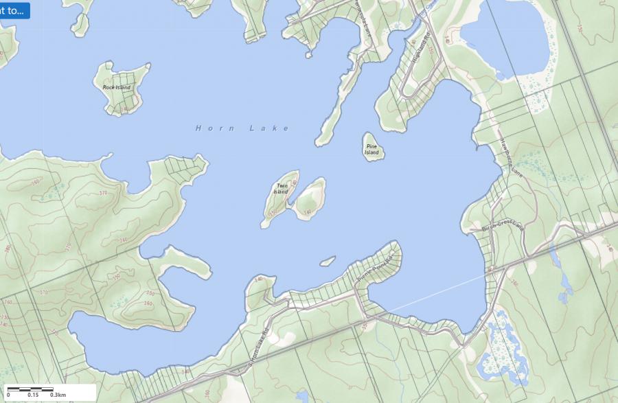 Topographical Map of Horn Lake in Municipality of Magnetawan and the District of Parry Sound