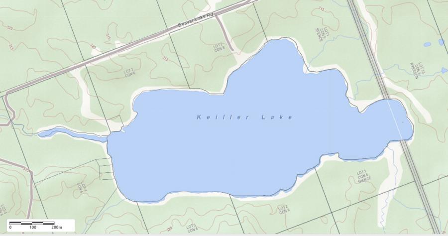 Topographical Map of Keiller Lake in Municipality of Magnetawan and the District of Parry Sound