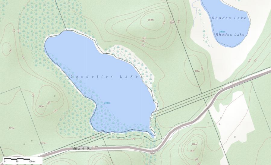 Topographical Map of Lassetter Lake in Municipality of Lake of Bays and the District of Muskoka