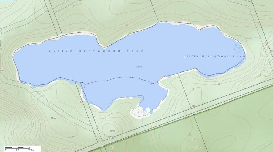 Topographical Map of Little Arrowhead Lake in Municipality of Huntsville and the District of Muskoka