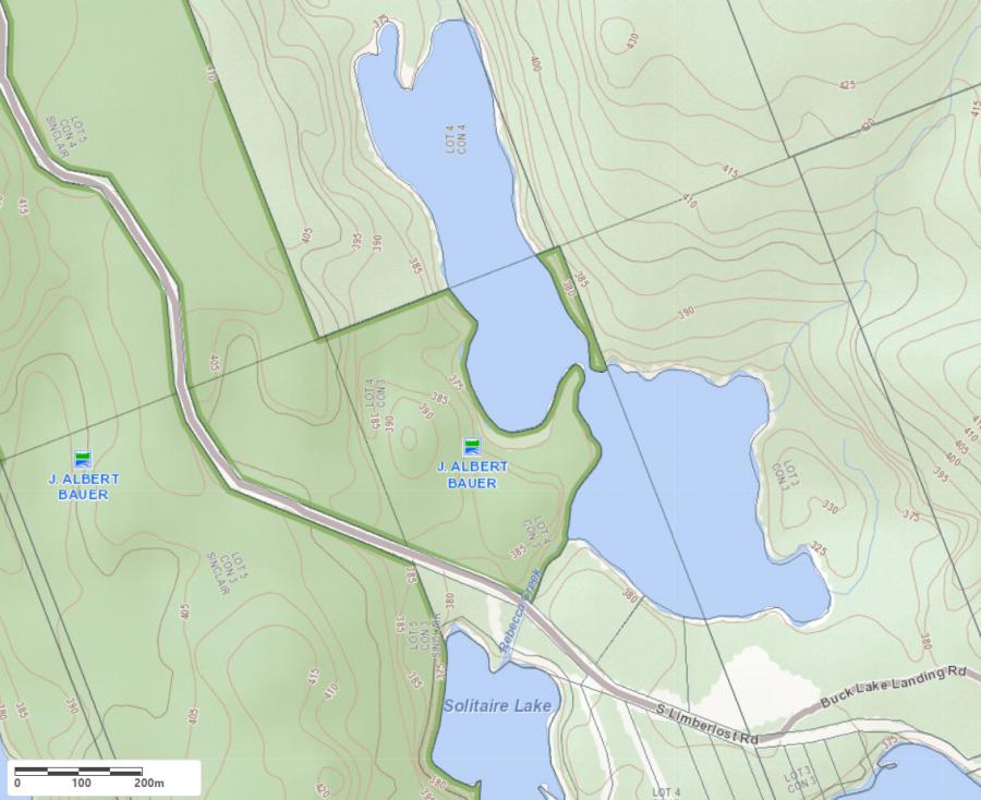 Topographical Map of Little Clear Lake in Municipality of Lake of Bays and the District of Muskoka