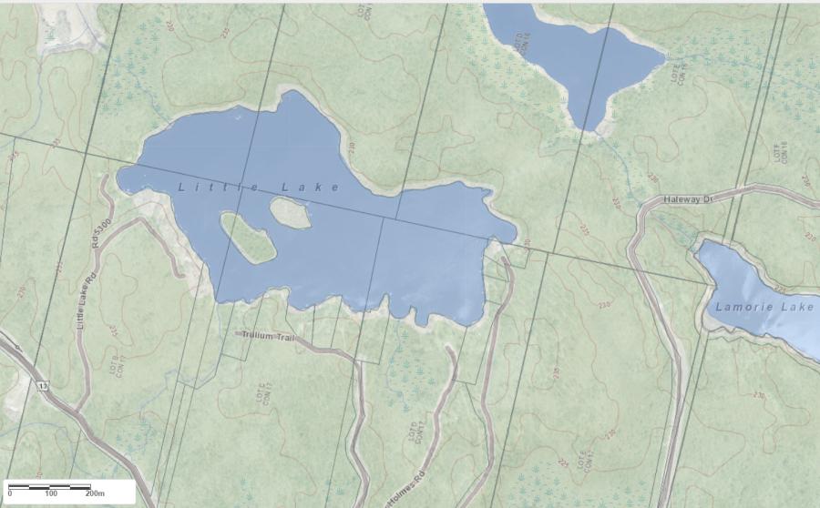 Topographical Map of Little Lake in Municipality of Gravenhurst and the District of Muskoka