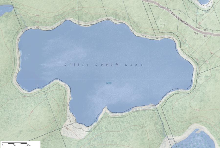 Topographical Map of Little Leech Lake in Municipality of Bracebridge and the District of Muskoka