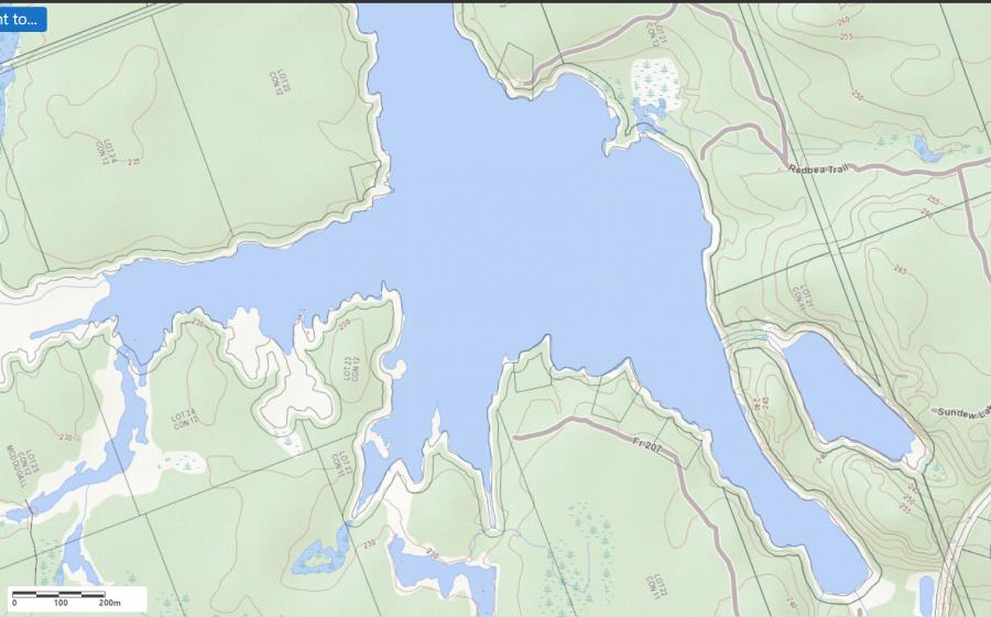 Topographical Map of Nine Mile Lake in Municipality of McDougall and the District of Parry Sound