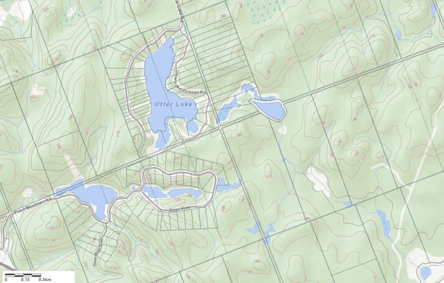 Topographical Map of Otter Lake in Municipality of Huntsville and the District of Muskoka