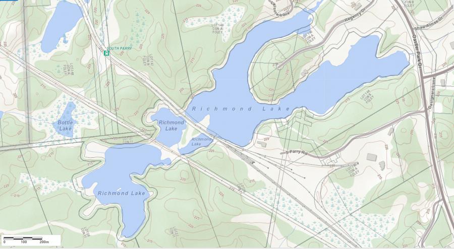 Topographical Map of Richmond Lake in Municipality of Seguin and the District of Parry Sound