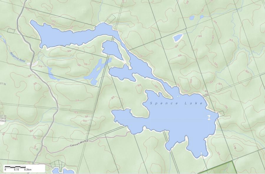 Topographical Map of Spence Lake in Municipality of Magnetawan and the District of Parry Sound