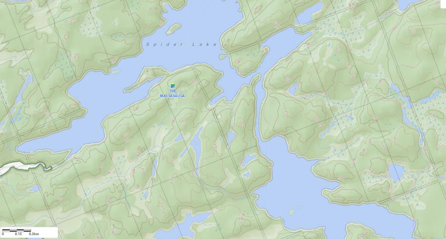 Topographical Map of Spider Lake in Municipality of Archipelago and the District of Parry Sound