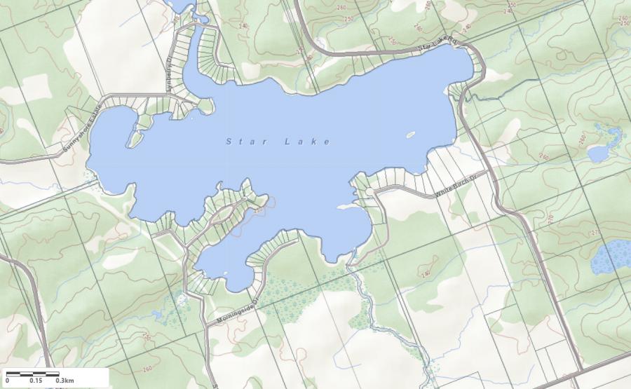 Topographical Map of Star Lake in Municipality of Seguin and the District of Parry Sound