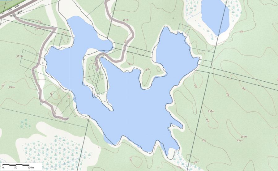Topographical Map of Thorne Lake in Municipality of Muskoka Lakes and the District of Muskoka