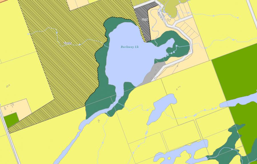 Zoning Map of Barkway Lake in Municipality of Gravenhurst and the District of Muskoka