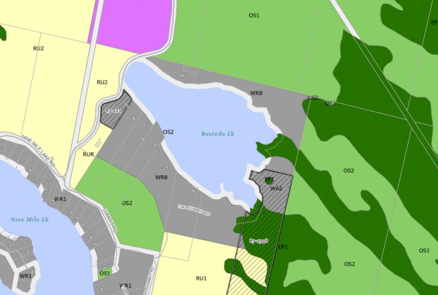 Zoning Map of Bastedo Lake in Municipality of Muskoka Lakes and the District of Muskoka