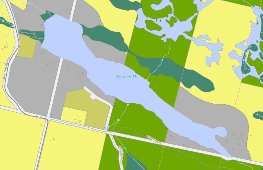 Zoning Map of Bearpaw Lake in Municipality of Gravenhurst and the District of Muskoka