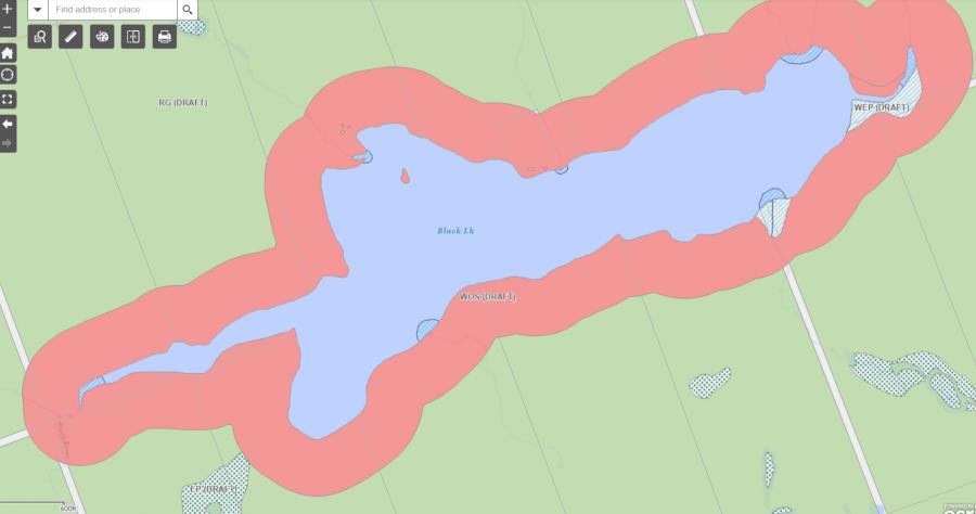 Zoning Map of Black Lake in Municipality of Lake of Bays and the District of Muskoka
