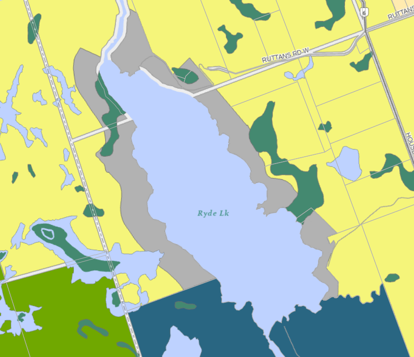 Zoning Map of Buck Lake in Municipality of Gravenhurst and the District of Muskoka