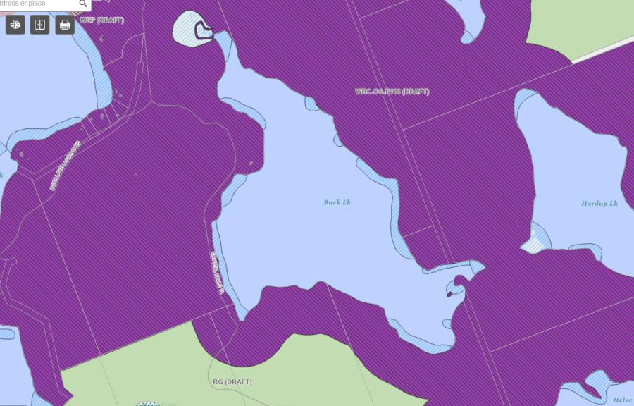 Zoning Map of Buck Lake in Municipality of Lake of Bays and the District of Muskoka
