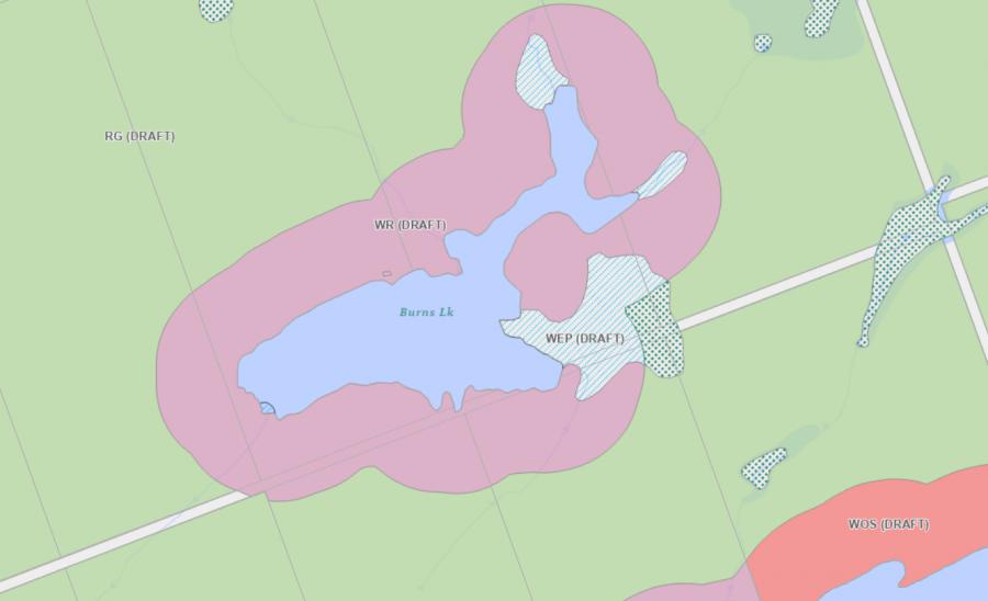 Zoning Map of Burns Lake in Municipality of Lake of Bays and the District of Muskoka