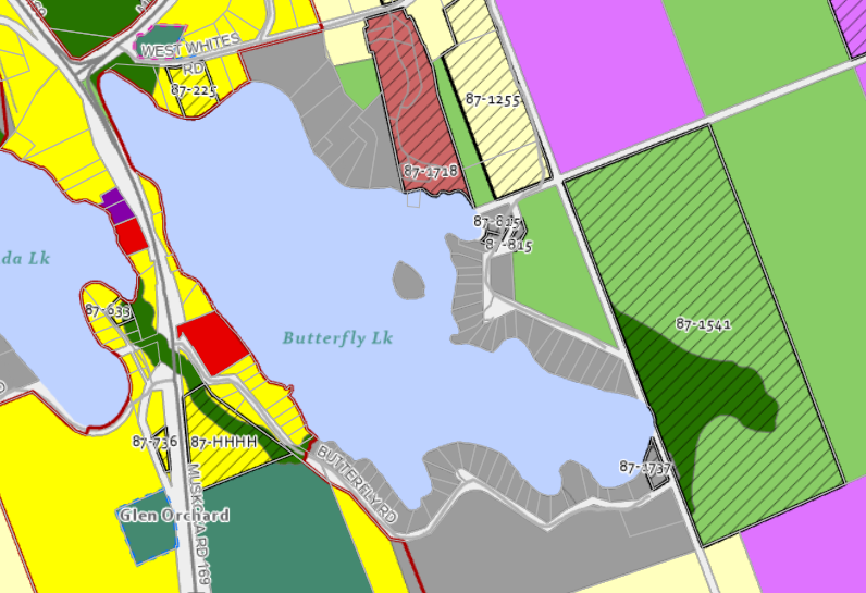 Zoning Map of Butterfly Lake in Municipality of Muskoka Lakes and the District of Muskoka
