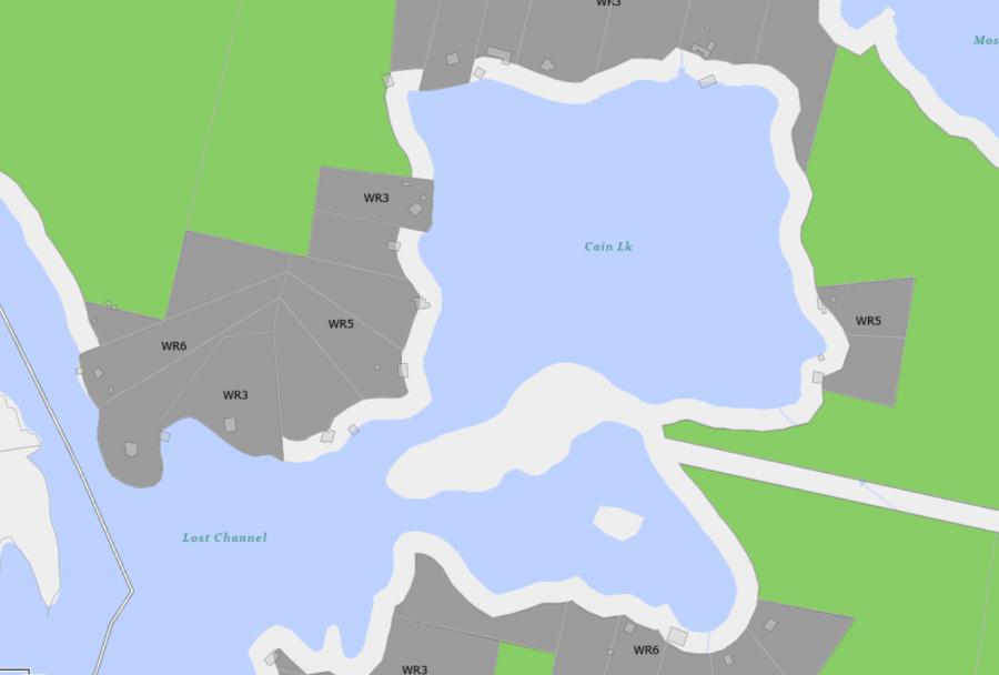 Zoning Map of Cain Lake in Municipality of Muskoka Lakes and the District of Muskoka