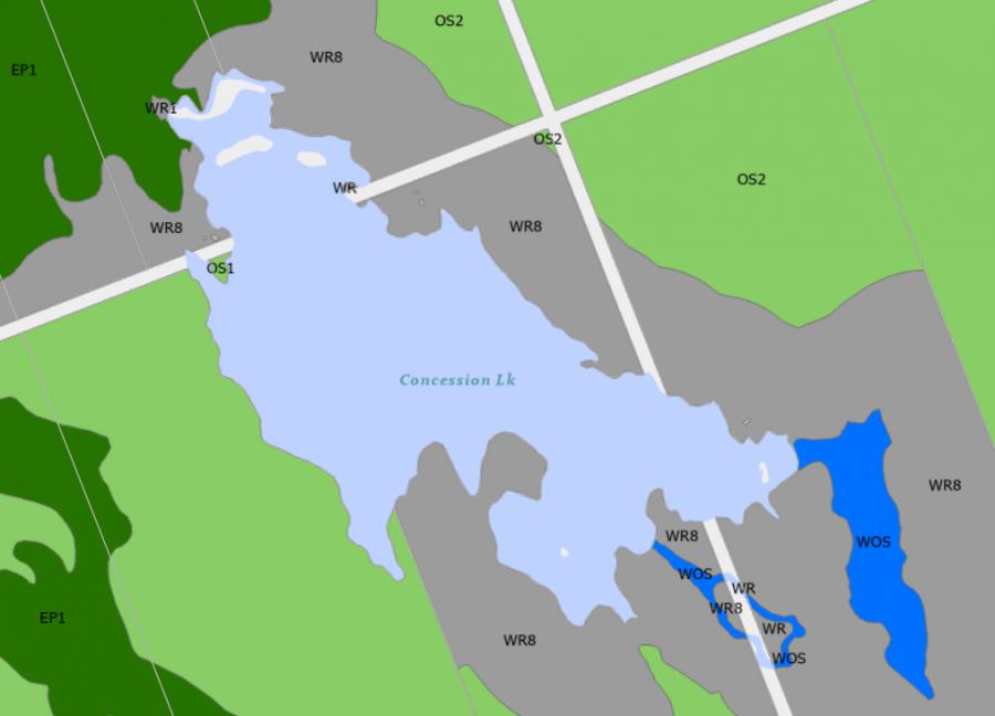 Zoning Map of Concession Lake in Municipality of Muskoka Lakes and the District of Muskoka