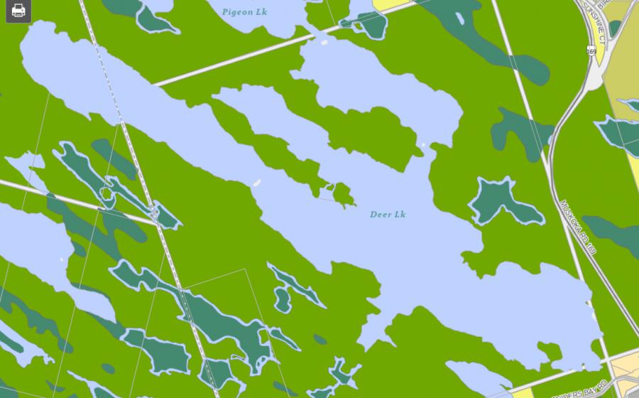 Zoning Map of Deer Lake in Municipality of Gravenhurst and the District of Muskoka