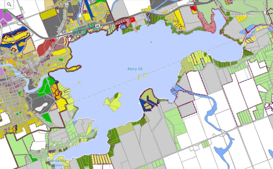 Zoning Map of Fairy Lake in Municipality of Huntsville and the District of Muskoka