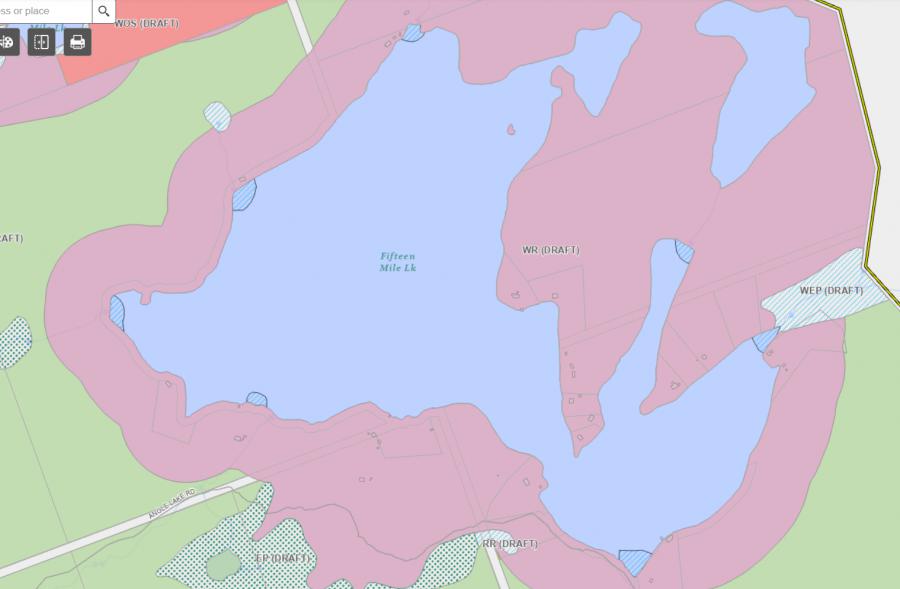 Zoning Map of Fifteen Mile Lake in Municipality of Lake of Bays and the District of Muskoka