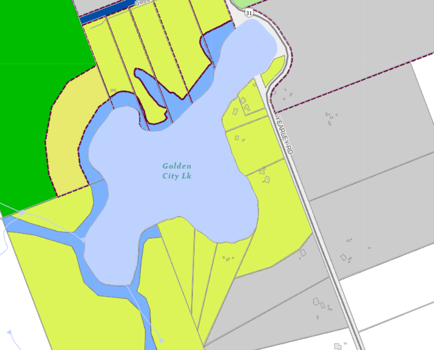 Zoning Map of Golden City Lake in Municipality of Huntsville and the District of Muskoka