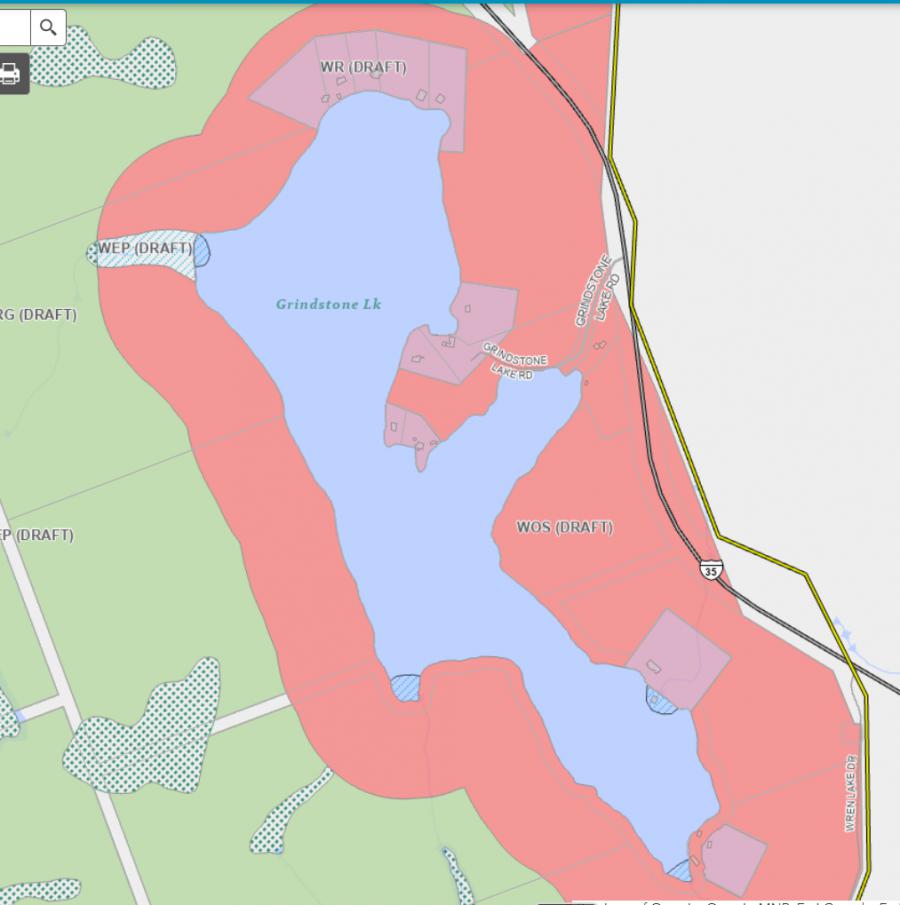 Zoning Map of Grindstone Lake in Municipality of Lake of Bays and the District of Muskoka