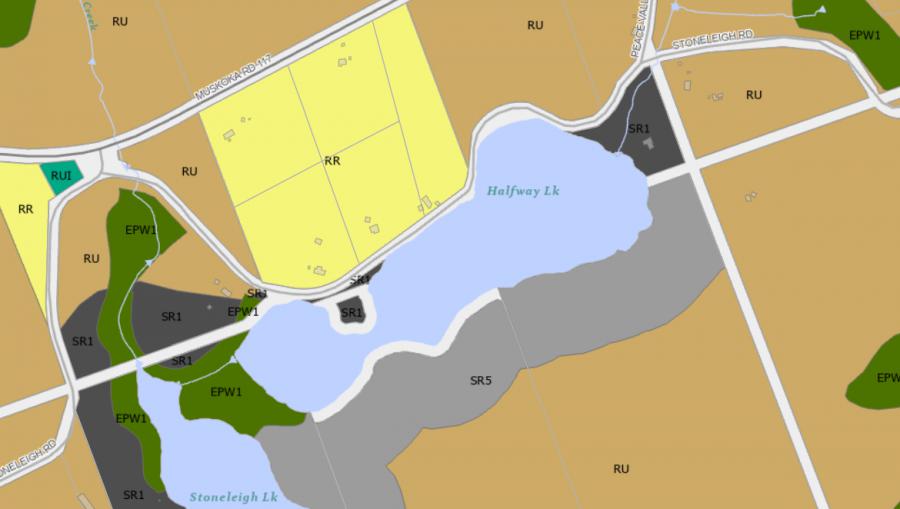 Zoning Map of Halfway Lake in Municipality of Bracebridge and the District of Muskoka