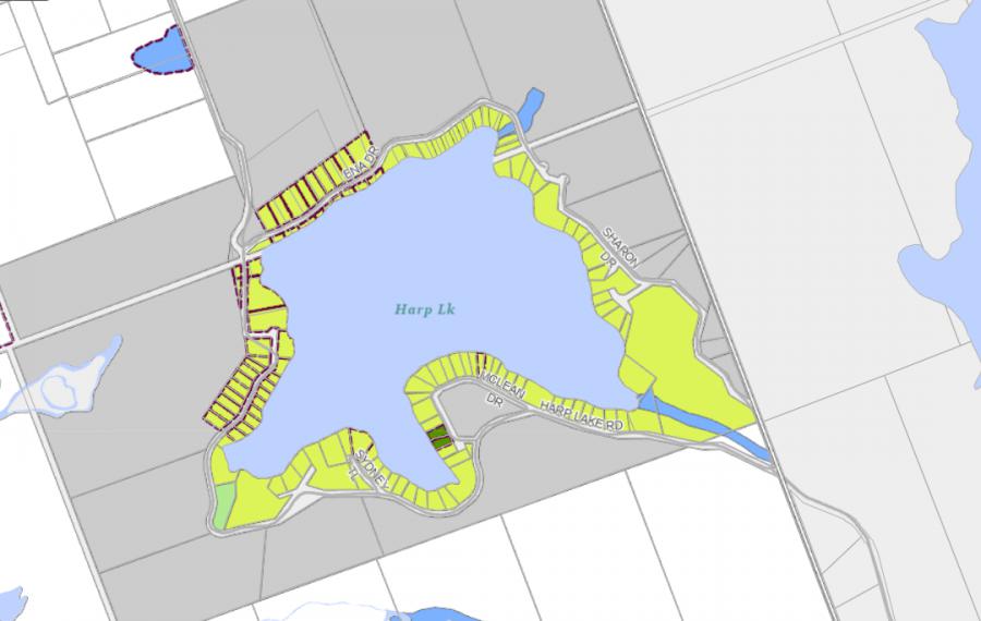 Zoning Map of Harp Lake in Municipality of Huntsville and the District of Muskoka