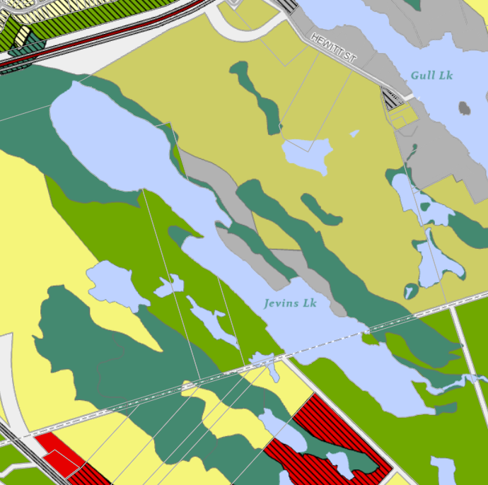 Zoning Map of Jevins Lake in Municipality of Gravenhurst and the District of Muskoka