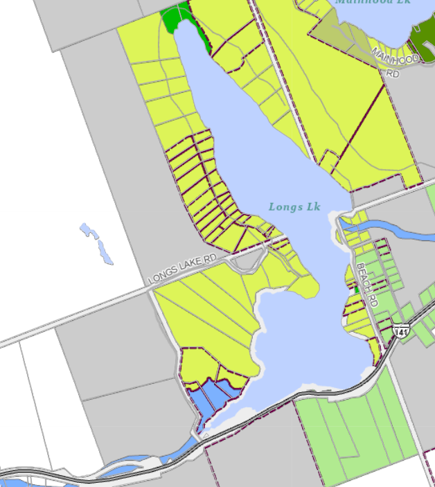 Zoning Map of Longs Lake in Municipality of Huntsville and the District of Muskoka