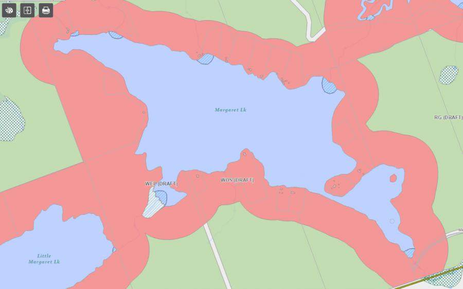 Zoning Map of Margaret Lake in Municipality of Lake of Bays and the District of Muskoka