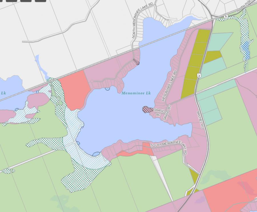 Zoning Map of Menominee Lake in Municipality of Lake of Bays and the District of Muskoka