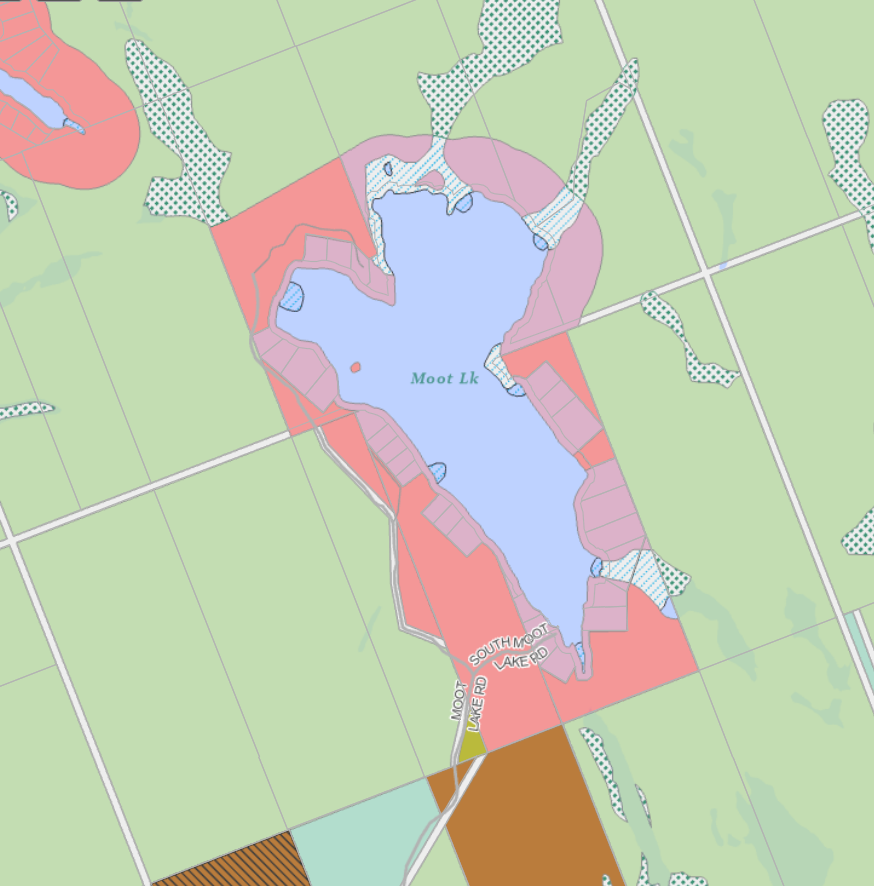 Zoning Map of Moot Lake in Municipality of Lake of Bays and the District of Muskoka