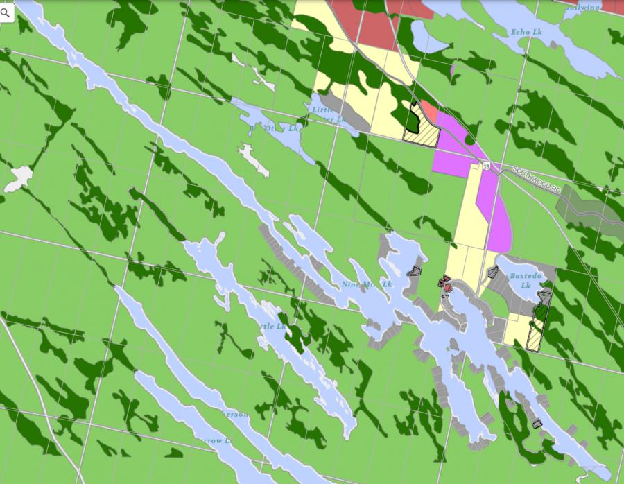Zoning Map of Nine Mile Lake in Municipality of Muskoka Lakes and the District of Muskoka