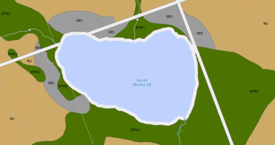 Zoning Map of North Healey Lake in Municipality of Bracebridge and the District of Muskoka