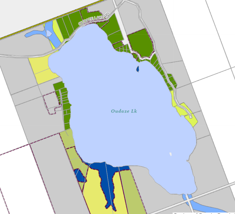Zoning Map of Oudaze Lake in Municipality of Huntsville and the District of Muskoka